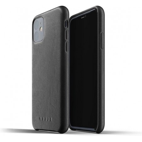 Mujjo iPhone 11 Full Leather Case - Leren Telefoonhoesje - Zwart - Premium leer - Telefoon case / cover - Slimfit - 1.8mm dun