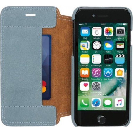 Minim Apple iPhone SE (2020) / 8 / 7 Hoesje Echt Leer Book Case Blauw