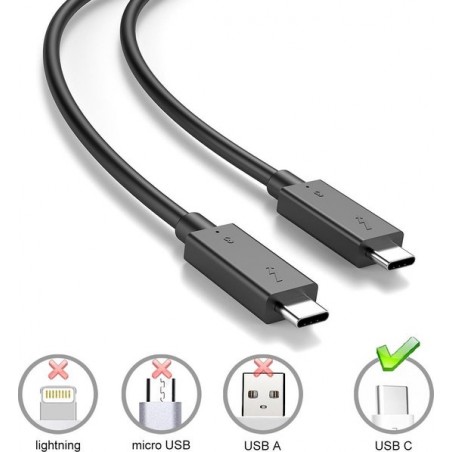 Thunderbolt 3 USB-C kabel 40Gbps USB4 100W (1m)