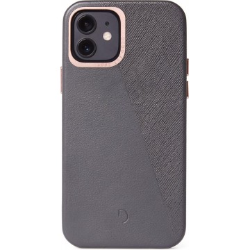 DECODED Back Cover Split iPhone 12 Mini, duo-leer, Metalen Knoppen, Minimaal Design - Hoes voor iPhone 12 Mini [ Antraciet ]