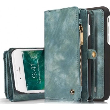 Lederen Wallet case - iPhone X / XS  - grijs / blauw