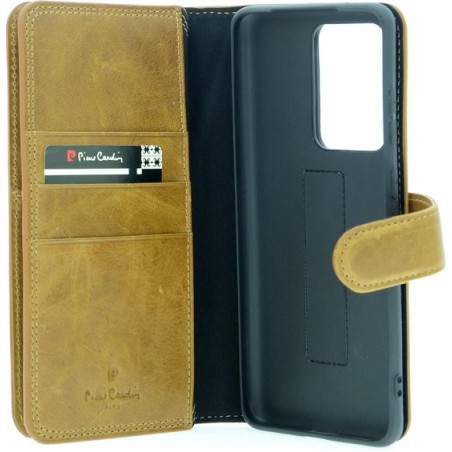 Pierre Cardin Samsung Galaxy S20 Ultra bruin Booktype hoesje - Echt leder