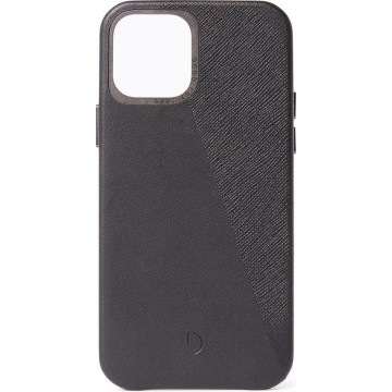 DECODED Back Cover Split iPhone 12 Mini, duo-leer, Metalen Knoppen, Minimaal Design - Hoes voor iPhone 12 Mini [ Zwart ]