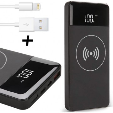 Powerbank Wireless Draadloos + Lightning Kabel - 10000 mAh - voor iPhone / iPad - TechNow