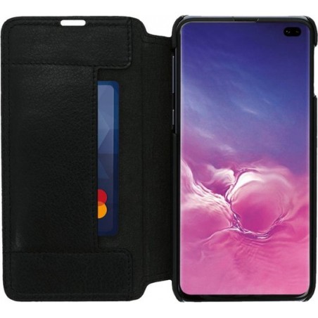 Minim Samsung Galaxy S10+ Hoesje Echt Leer Book Case Zwart