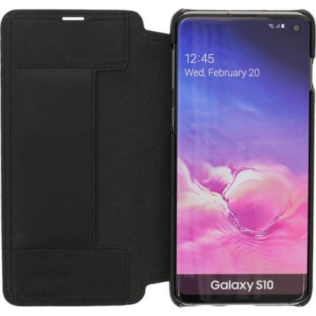 Minim Samsung Galaxy S10 Hoesje Echt Leer Book Case Zwart