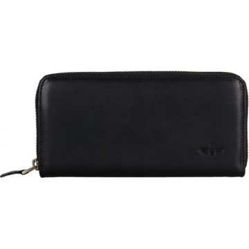 GALATA® Universele Echt Lederen zwart portemonnee Pouch/etui met ruimte voor Smartphone tot 16 cm Lengte.