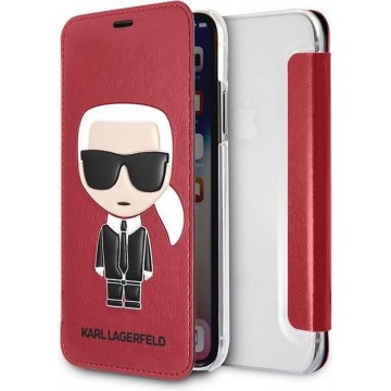 Karl Lagerfeld boekmodel voor iPhone X/Xs - Rood