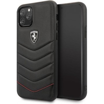 Apple iPhone 11 Pro Max Ferrari Backcover Hard Case Quilted - Zwart