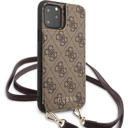 iPhone 11 Pro Backcase hoesje - Guess - Effen Bruin - Kunstleer