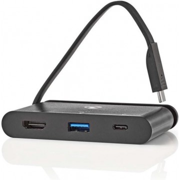 Nedis USB-C naar HDMI, USB-A en USB-C PD adapter met DP Alt Mode (4K 30 Hz) / zwart - 0,15 meter