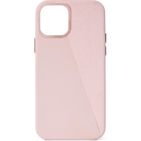 DECODED Back Cover Split iPhone 12 / 12 Pro, duo-leer, Metalen Knoppen, Minimaal Design - Hoes voor iPhone 12 / 12 Pro [ Roze ]