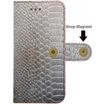 Handgemaakte book case Samsung Galaxy A71 5G Antraciet MAMBA slang print
