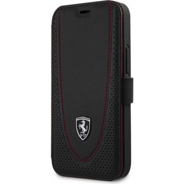 iPhone 12 Mini Bookcase hoesje - Ferrari - Effen Zwart - Leer