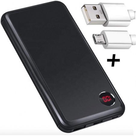 Powerbank Quick Charge 3.0 Technologie + 2 Micro-USB Kabels - 10000 mAh - voor Samsung / Huawei - TechNow