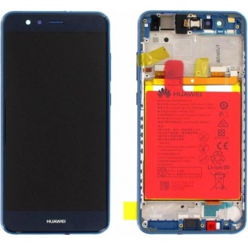 Huawei P10 Lite Warsaw-L21 LCD Display Module + Touch Screen Display + Frame, Blauw, Incl. Battery HB366481ECW 3000mAh, 02351FSL