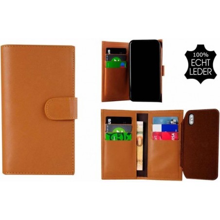 Samsung Galaxy S9 Plus hoesje - Bookcase - Portemonnee Hoes Echt leer Wallet case Bruin