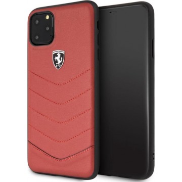 iPhone 11 Pro Max Backcase hoesje - Ferrari - Effen Rood - Leer