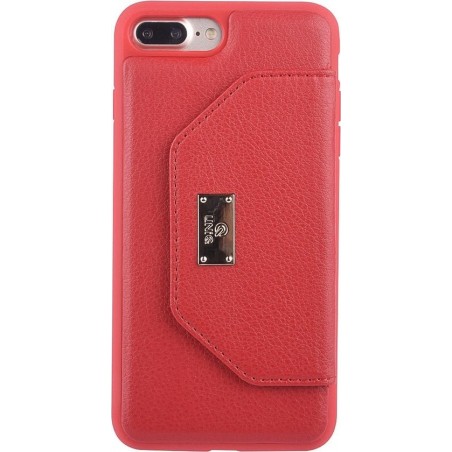 UNIQ Accessory iPhone 7-8 Plus Kunstleer portemonnee Hard Case Back cover - Rood