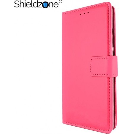 Shieldzone - Samsung Galaxy A6 portemonnee hoesje - Donkerroze