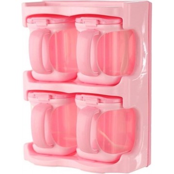 Let op type!! Plastic Kruiden doos multifunctionele combinatie kruiden rack keukenbenodigdheden  Stijl: Four Grid (Roze)