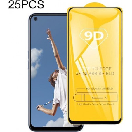 Voor OPPO A52 25 PCS 9D Volledige lijm Volledig scherm Gehard glasfilm