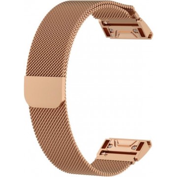 Let op type!! Voor Garmin Fenix 6 Milanese Strap Watchband(Rose Gold)