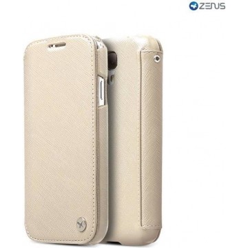 Zuiver leren Zenus hoesje voor Samsung Galaxy S4 Prestige Minimal Diary Series - Beige