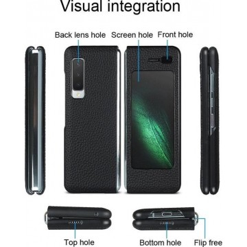 Mobigear Litchi Leather Hardcase Hoesje Zwart Samsung Galaxy Fold