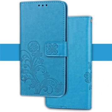 Let op type!! Embossed Pattern PU + TPU Horizontal Flip Leather Case for iPhone XS Max  with Holder & Card Slots & Wallet (Blue)
