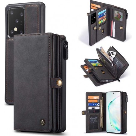 CASEME Samsung Galaxy S20 Ultra Luxe Multi Portemonnee Hoesje - Zwart