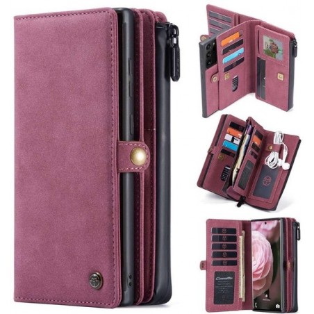 CASEME Samsung Galaxy S21 Ultra Luxe Multi Portemonnee Hoesje - Rood