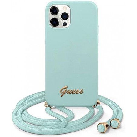 iPhone 12 Pro Max Backcase hoesje - Guess - Effen Mintgroen - Kunstleer