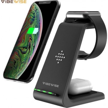 VibeWise - Wireless Charger - 3 in 1 Oplaadstation - Iphone, Iwatch en Airpods Pro Oplader - Draadloze Oplader - Apple