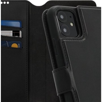 Minim 2-in-1 Apple iPhone 11 Hoesje Book Case en Back Cover Leer Zwart