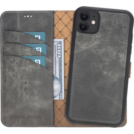 Bouletta - iPhone 12 - Uitneembare leder hoesje - Marble Grey