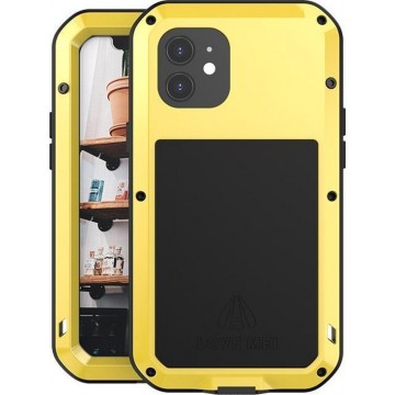 Apple iPhone 12 hoes, Love Mei, Metalen extreme protection case, Geel - Telefoonhoesje geschikt voor: Apple iPhone 12