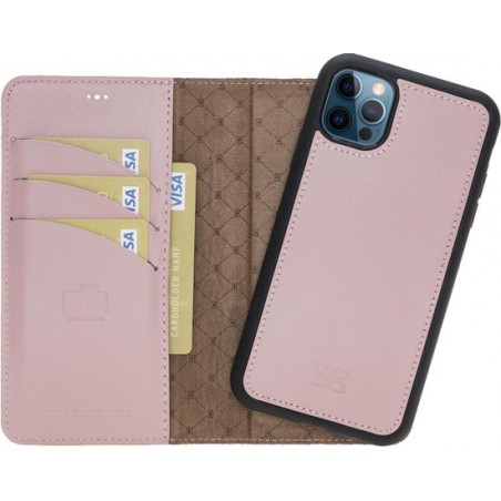 Bouletta - iPhone 12 Pro Max - Uitneembare leder hoesje - Nude Pink