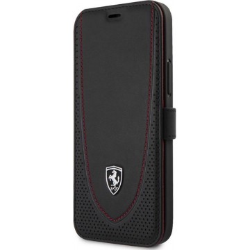 iPhone 12/12 Pro Bookcase hoesje - Ferrari - Effen Zwart - Leer