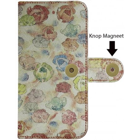 Echt leer vijf pasjes Samsung Galaxy S10 Lite Beigeleder met vervaagde rozen print