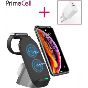 Wireless charger 15W PrimeCell - TS36 - Draadloze oplaadstation 3 in1