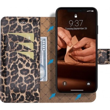 Bouletta Uitneembare leder hoesje iPhone Xr - Smooth Leopard