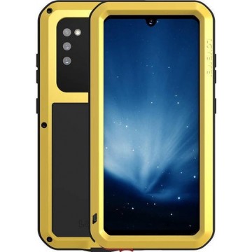 Samsung Galaxy A41 hoes, Love Mei, Metalen extreme protection case, Geel - Telefoonhoesje geschikt voor: Samsung Galaxy A41