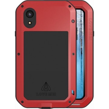 Apple iPhone XR hoes, Love Mei, metalen extreme protection case, zwart-rood - Telefoonhoes geschikt voor: Apple iPhone XR