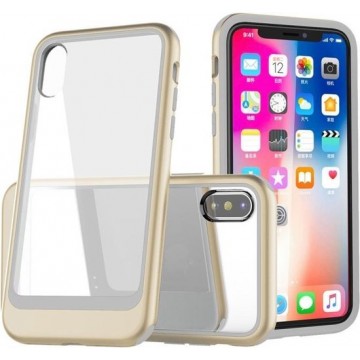 Let op type!! Transparent PC Full Coverage Shockproof Protective Case for iPhone XR (Gold)