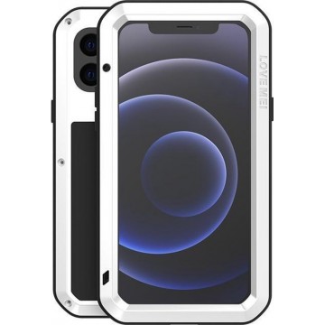 Apple iPhone 12 Mini hoes, Love Mei, Metalen extreme protection case, Wit - Telefoonhoesje geschikt voor: Apple iPhone 12 Mini