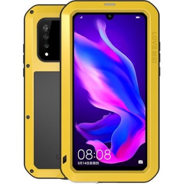 Huawei P30 Lite hoes, Love Mei, metalen extreme protection case, zwart-geel - Telefoonhoes geschikt voor: Huawei P30 Lite