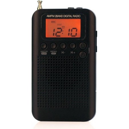 Let op type!! HRD-104 Mini Portable FM + AM Two Band Radio met luidspreker (Zwart)