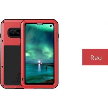 Samsung Galaxy S10 hoes, Love Mei, metalen extreme protection case, zwart-rood - Telefoonhoes geschikt voor: Samsung Galaxy S10