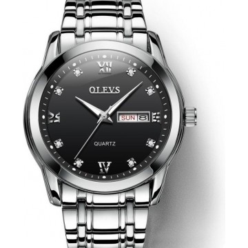 Let op type!! OLEVS 8691 mannen Business lichtgevende Dual Calendar design waterdichte quartz horloge (zwart)